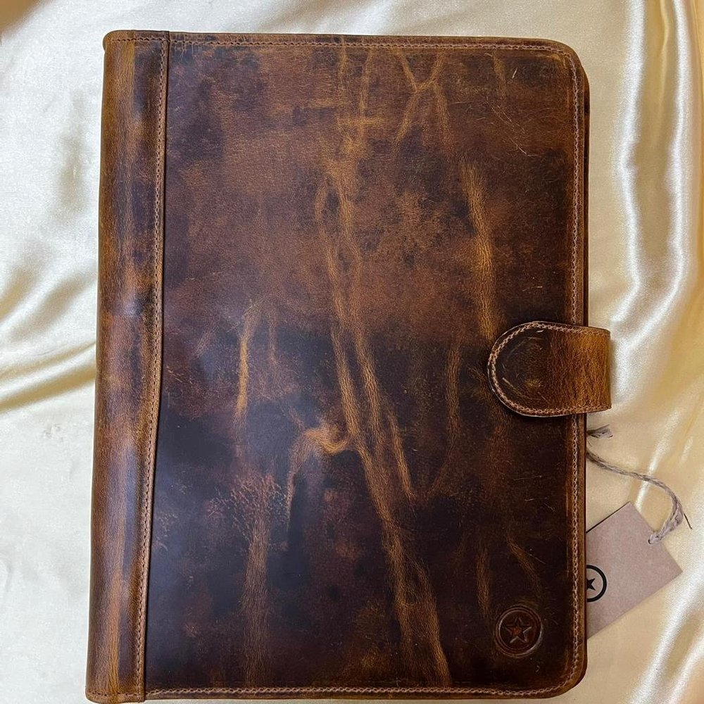 NWT Aaron Leather Goods binder notebook Messenger diary
